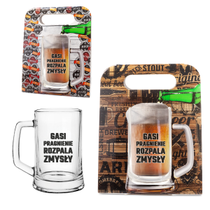 Kufel do piwa w ozdobnym opakowaniu "Gasi pragnienie Rozpala zmysły"