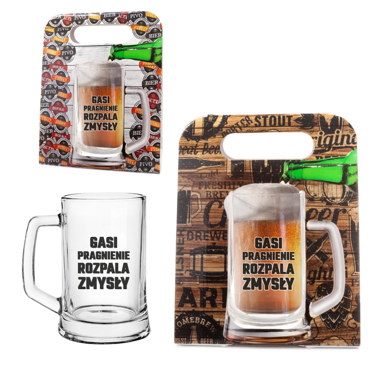 Kufel z nadrukiem w ozdobnym opakowaniu Gasi pragnienie Rozpala zmysły 500 ml - Sklep Zabawne Wydry Tychy