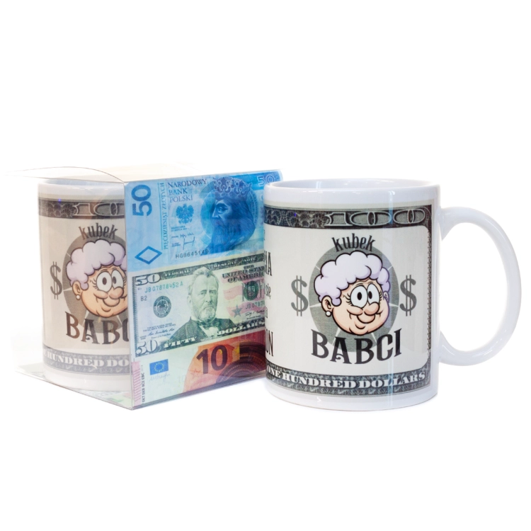 Kubek ceramiczny "Kubek Babci" w ozdobnym pudełku - prezent dla babci na Dzień Babci, urodziny - Zabawne Wydry Tychy