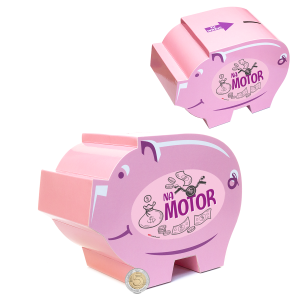 Ekologiczna Skarbonka Kartonowa Świnka "Na Motor" (14x19 cm)