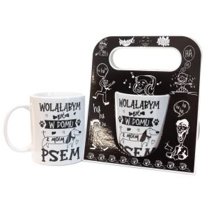 Kubek w ozdobnym opakowaniu "Wolałabym być w domu z moim psem"