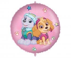 Balon foliowy okrągły Paw Patrol Skye &amp; Everest 18 cali - balon na hel, dekoracja urodzinowa Tychy Katowice Pszczyna Lędziny Mysłowice Bieruń Kobiór - Zabawne Wydry