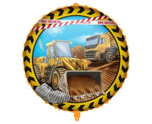 Balon foliowy okrągły Construction Budowa 18 cali - balon na hel, dekoracja urodzinowa Tychy Katowice Pszczyna Lędziny Mysłowice Bieruń Kobiór - Zabawne Wydry