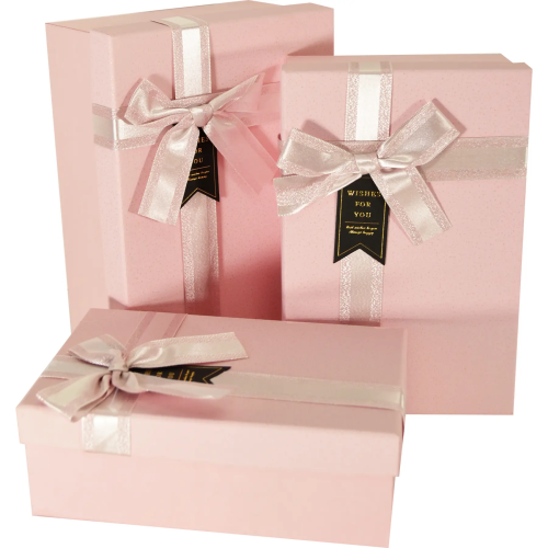 Pudełko kartonowe ozdobne na prezenty jasnoróżowe ze wstążką 19x12x6,5 cm - opakowanie prezentowe, pudełko dla dziewczynki, na biżuterię Tychy Katowice Pszczyna Lędziny Mysłowice Bieruń Kobiór - Zabawne Wydry