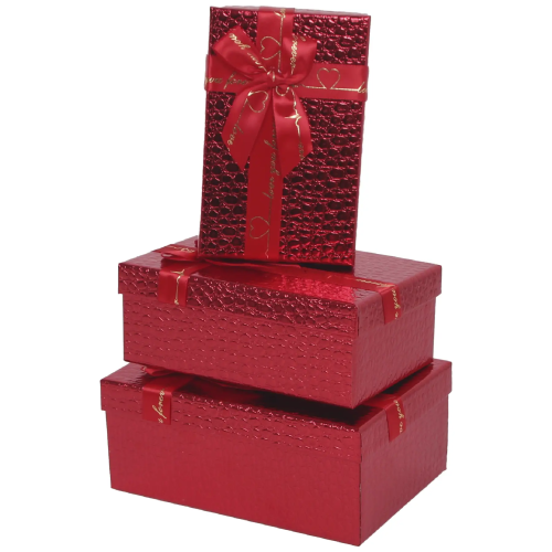 Pudełko kartonowe ozdobne na prezenty czerwone imitacja skóry "Love You Forever" ze wstążką 19x12x6,5 cm - opakowanie romantyczne, pudełko na Walentynki, biżuterię Tychy Katowice Pszczyna Lędziny Mysłowice Bieruń Kobiór - Zabawne Wydry
