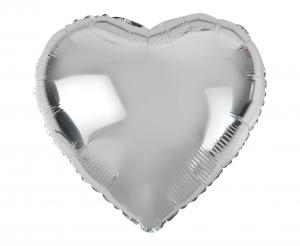Balon foliowy serce srebrny 18 cali - dekoracja urodziny, rocznica, ślub, zaręczyny, Chrzest, elegancja Tychy Katowice Pszczyna Lędziny Mysłowice Bieruń Kobiór - Zabawne Wydry