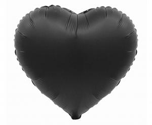Balon foliowy serce matowe czarne 18 cali B&amp;C - dekoracja eleganckie urodziny, rocznica, Halloween, stylizowane przyjęcie, nowoczesne Tychy Katowice Pszczyna Lędziny Mysłowice Bieruń Kobiór - Zabawne Wydry