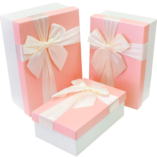 Pudełko ozdobne prezent białe różowa pokrywka wstążka kokarda 19x12x6,9 cm - pakowanie, Walentynki, Dzień Matki, ślub, baby shower Tychy Katowice Pszczyna - Zabawne Wydry