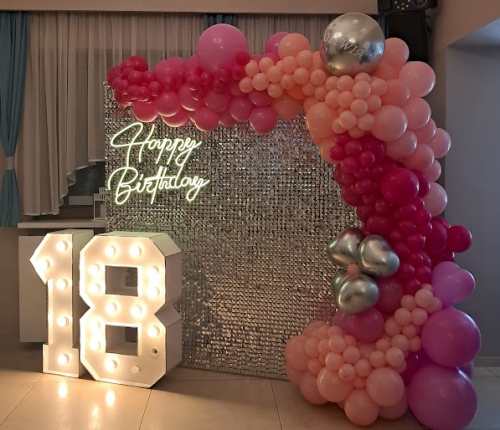 Neon LED Happy Birthday wynajem Tychy - dekoracja urodzinowa zimne światło 73x46 cm ściemniacz na ściankę, sesję zdjęciową, event Katowice Pszczyna - Zabawne Wydry