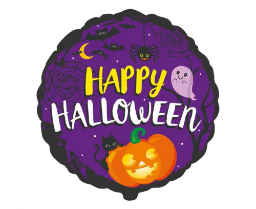 Balon foliowy Happy Halloween 18 cali FX - dekoracje imprezy, dynia, nietoperze, duchy, straszne Katowice Tychy Pszczyna - Zabawne Wydry