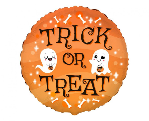Balon foliowy Trick or Treat 18 cali FX - dekoracje Halloween, cukierki, duchy, impreza dla dzieci Pszczyna Tychy Katowice - Zabawne Wydry