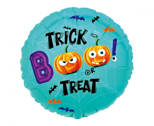 Balon foliowy BOO! Trick or Treat 18 cali - dekoracje Halloween, duchy, dynie, cukierki, impreza dla dzieci Pszczyna Tychy Katowice - Zabawne Wydry