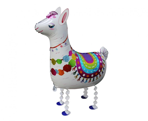 Balon foliowy Lama biała chodząca 67x75 cm - ruchoma dekoracja, prezent urodziny dzieci, impreza zwierzęta, helem Katowice Tychy Pszczyna - Zabawne Wydry