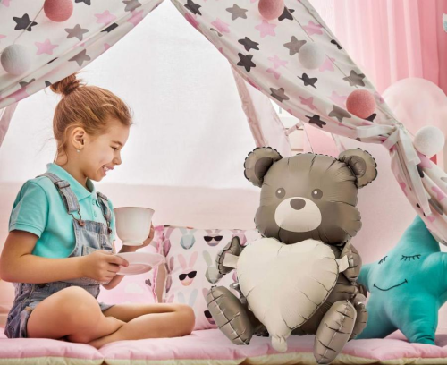 Balon foliowy Miś Matuś 3D 55x41x33 cm - dekoracja na powietrze, urodziny dzieci, baby shower, stojący, miś Tychy Katowice Mikołów - Zabawne Wydry