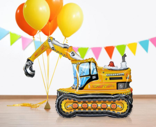 Balon foliowy Koparka 3D 89x55x35 cm - dekoracja na powietrze, urodziny chłopca, plac budowy, maszyny budowlane, stojąca, koparka Mysłowice Tychy Katowice - Zabawne Wydry