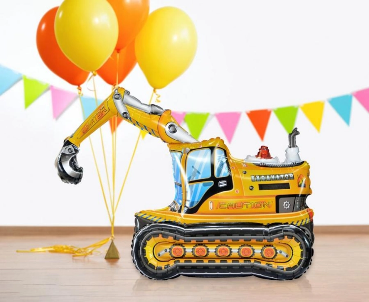 Balon foliowy Koparka 3D 89x55x35 cm - dekoracja na powietrze, urodziny chłopca, plac budowy, maszyny budowlane, stojąca, koparka Mysłowice Tychy Katowice - Zabawne Wydry
