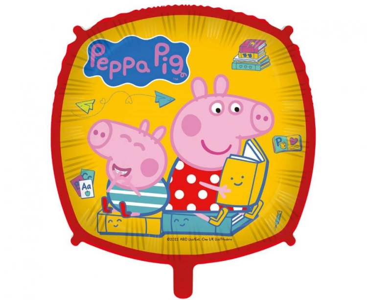 Balon foliowy kwadrat Peppa Pig 18 cali - dekoracje urodziny dzieci, impreza Świnka Peppa, George Lędziny Tychy Katowice - Zabawne Wydry