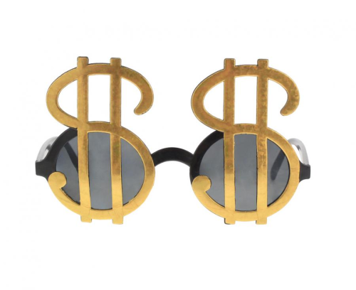 Okulary Dolarki ($$) - gadżet imprezowy gangster, akcesoria karnawałowe, przebranie, Zabawne Wydry