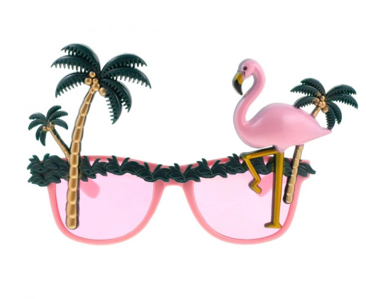 Okulary Palmy i Flaming - tropikalny gadżet imprezowy, akcesoria Hawaii, beach party, lato, Zabawne Wydry