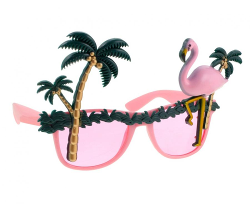 Okulary Palmy i Flaming - tropikalny gadżet imprezowy, akcesoria Hawaii, beach party, lato, Zabawne Wydry