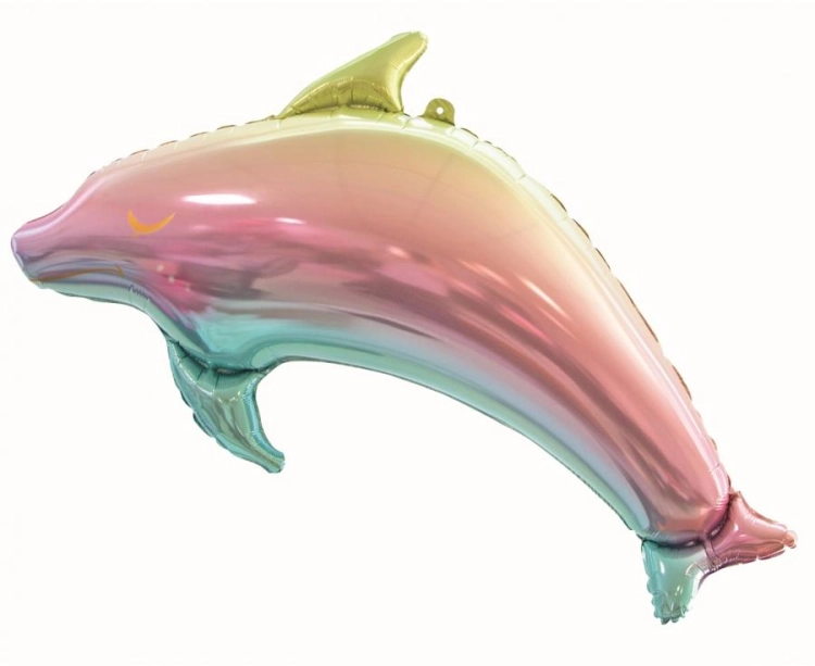 Balon foliowy Delfin tęczowy 93cm - morskie zwierzęta, urodziny dziecka, dekoracje imprezowe, Zabawne Wydry