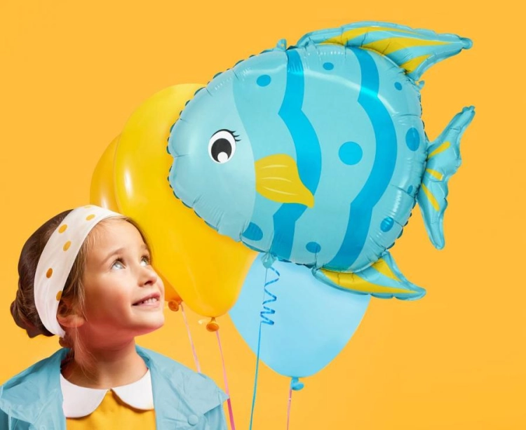 Balon foliowy Rybka Godan 47x44cm - morskie zwierzęta, urodziny dziecka, dekoracje imprezowe, balony Tychy, Zabawne Wydry