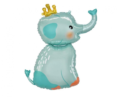 Balon foliowy Słonik z Koroną Godan 55x70cm - Baby Shower, urodziny dziecka, balony na roczek, balony Tychy, sklep z balonami, Zabawne Wydry