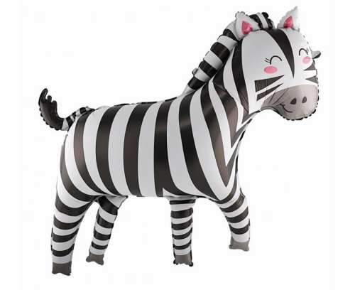 Balon foliowy Zebra Godan 80x78cm - safari, dżungla, urodziny dziecka, balony Tychy, sklep z balonami, Zabawne Wydry