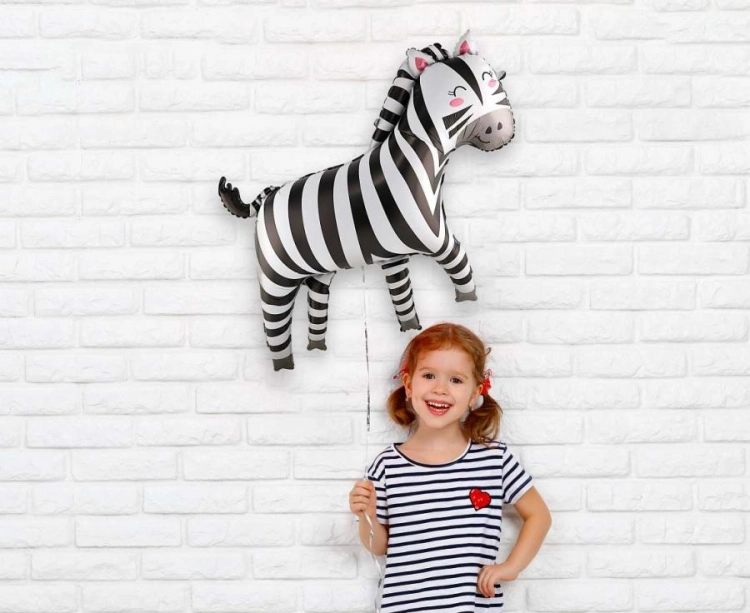 Balon foliowy Zebra Godan 80x78cm - safari, dżungla, urodziny dziecka, balony Tychy, sklep z balonami, Zabawne Wydry