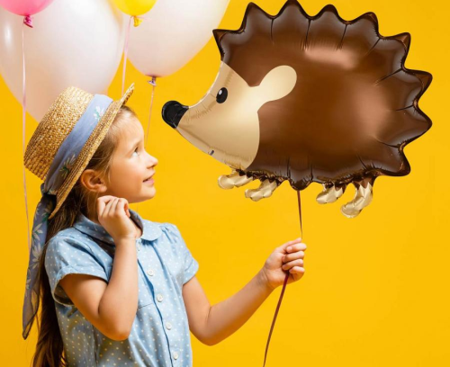 Balon foliowy Jeżyk Godan 50x34cm - Baby Shower, urodziny dziecka, leśne przyjęcie, balony na roczek, balony Tychy, sklep z balonami, Zabawne Wydry
