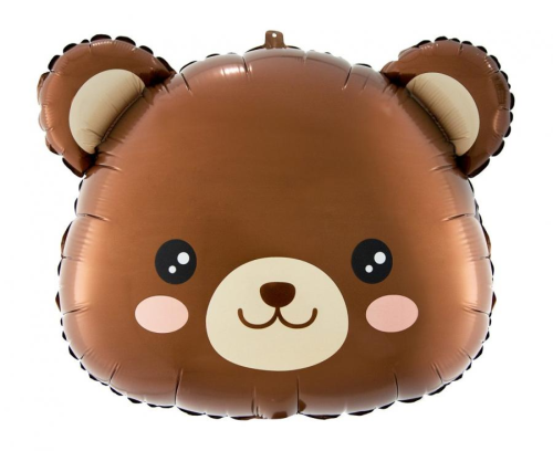 Balon foliowy Miś Głowa Godan 48x38cm - Baby Shower, urodziny dziecka, balony na roczek, balony Tychy, sklep z balonami, Zabawne Wydry