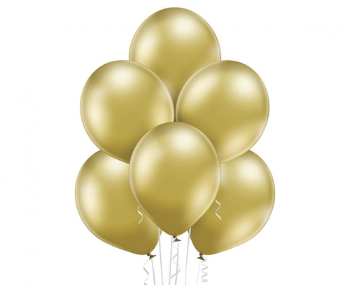 Balony lateksowe Belbal D5 Glossy Gold 5 cali na sztuki - do ścianki balonowej, girlandy, eleganckie dekoracje imprezowe Tychy, złote balony, Zabawne Wydry