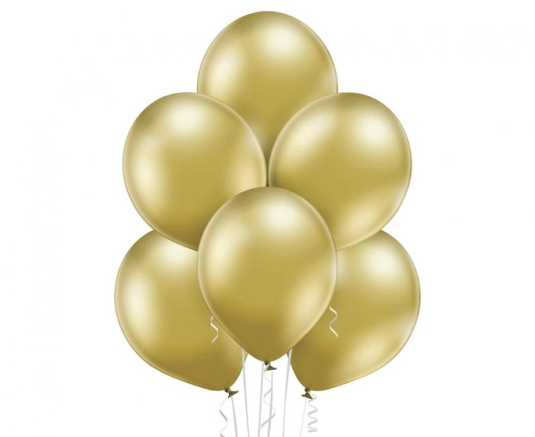Balony lateksowe Belbal D5 Glossy Gold 5 cali na sztuki - do ścianki balonowej, girlandy, eleganckie dekoracje imprezowe Tychy, złote balony, Zabawne Wydry