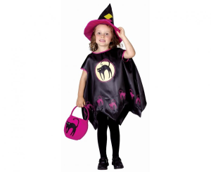 Zestaw Czarownica dla dzieci (peleryna, kapelusz, torba), rozm. 92/104 cm