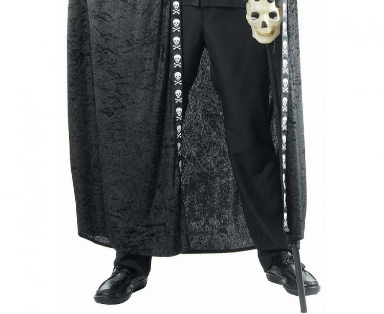 Peleryna z Kapturem dla dorosłych rozmiar 52, czarna, uniwersalna, dodatek do stroju wampira, czarownicy, mnicha, karnawał, Halloween, wypożyczalnia Tychy, Godan, Zabawne Wydry