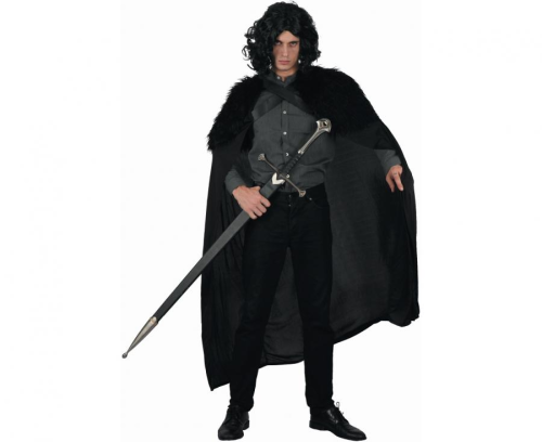 Peleryna Rycerza czarna rozmiar 56, dodatek do stroju średniowiecznego wojownika, karnawał, Halloween, wypożyczalnia Tychy, Godan, Zabawne Wydry