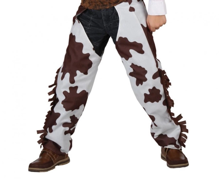 Strój dziecięcy Kowboj rozmiar 130-140 cm, kamizelka, nakładki na spodnie, kapelusz, chusta, kostium na karnawał, Halloween, Dziki Zachód, wypożyczalnia Tychy, Godan, Zabawne Wydry