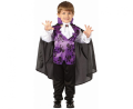 Strój dziecięcy Fioletowy Wampir rozmiar 92-104 cm, bluzka z kamizelką, peleryna, żabot, kostium na Halloween, karnawał, wypożyczalnia Tychy, Godan, Zabawne Wydry