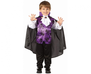 Zestaw dla dzieci Fioletowy Wampir (bluzka z kamizelką, peleryna, żabot), rozm. 92/104 cm