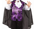 Strój dziecięcy Fioletowy Wampir rozmiar 92-104 cm, bluzka z kamizelką, peleryna, żabot, kostium na Halloween, karnawał, wypożyczalnia Tychy, Godan, Zabawne Wydry