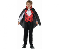 Strój dziecięcy Elegancki Wampir rozmiar 130-140 cm, bluzka z kamizelką, peleryna, żabot, czarno-czerwony, kostium na Halloween, karnawał, wypożyczalnia Tychy, Godan, Zabawne Wydry
