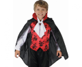 Strój dziecięcy Elegancki Wampir rozmiar 130-140 cm, bluzka z kamizelką, peleryna, żabot, czarno-czerwony, kostium na Halloween, karnawał, wypożyczalnia Tychy, Godan, Zabawne Wydry