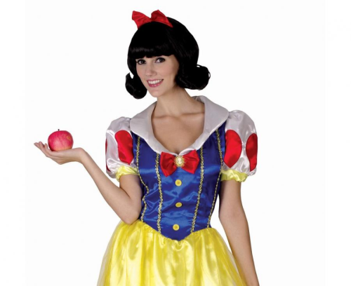 Strój damski Balowa Królewna Śnieżka rozmiar M, sukienka, opaska, różnokolorowy, kostium bajkowy na Karnawał, Halloween, wypożyczalnia Tychy, Godan, Zabawne Wydry