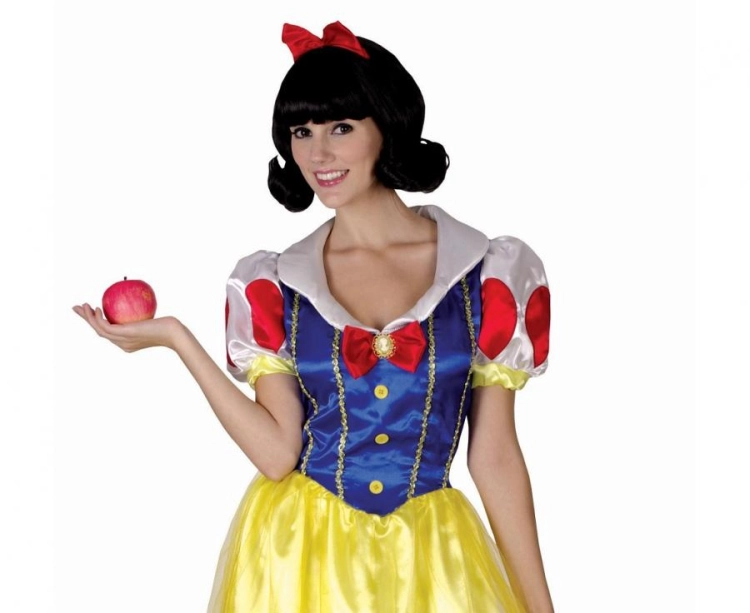 Strój damski Balowa Królewna Śnieżka rozmiar M, sukienka, opaska, różnokolorowy, kostium bajkowy na Karnawał, Halloween, wypożyczalnia Tychy, Godan, Zabawne Wydry