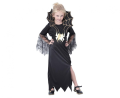 Strój dziecięcy Czarna Wdowa rozmiar 130-140 cm, czarna sukienka, kołnierz, pasek, gotycki kostium na Halloween, karnawał, wypożyczalnia Tychy, Godan, Zabawne Wydry