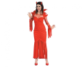 Strój damski Czerwona Diablica rozmiar S, czerwona sukienka, opaska z rogami, kostium na Halloween, karnawał, wypożyczalnia Tychy, Godan, Zabawne Wydry