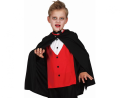 Strój dziecięcy Elegancki Wampir rozmiar 130-140 cm, czarna peleryna, biała bluzka z żabotem, kostium Dracula na Halloween, karnawał, wypożyczalnia Tychy, Godan, Zabawne Wydry