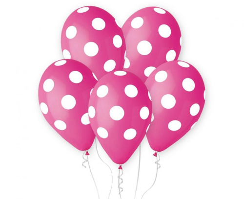 Balon lateksowy Gemar 12 cali Grochy różowy, 30 cm, balony w kropki na sztuki, dekoracje na urodziny dziewczynki, Baby Shower, chrzest, balony z helem Tychy, Zabawne Wydry