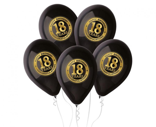 Balony lateksowe Gemar 12 cali Liczba 18 Happy Birthday, 30 cm, dekoracje na osiemnastkę, mix kolorów, balony z helem Tychy, Zabawne Wydry
