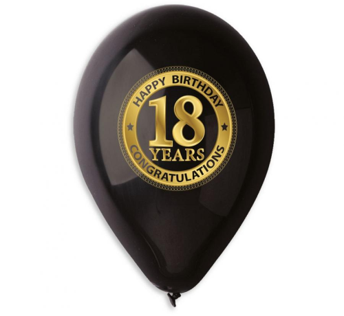 Balony lateksowe Gemar 12 cali Liczba 18 Happy Birthday, 30 cm, dekoracje na osiemnastkę, mix kolorów, balony z helem Tychy, Zabawne Wydry